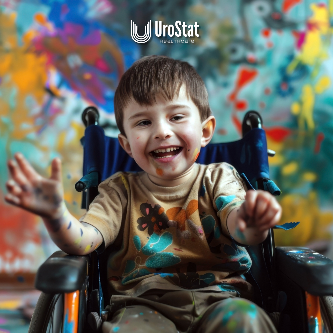Child in wheelchair with incontinence