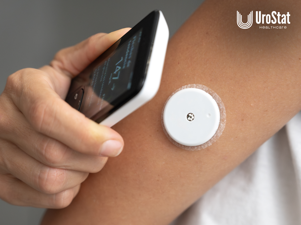 Person scanning the CGM on the back of their arm with their smartphone