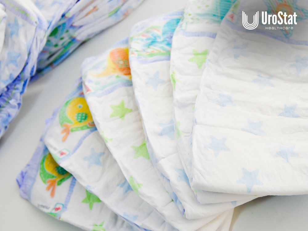 Stack of diapers on table
