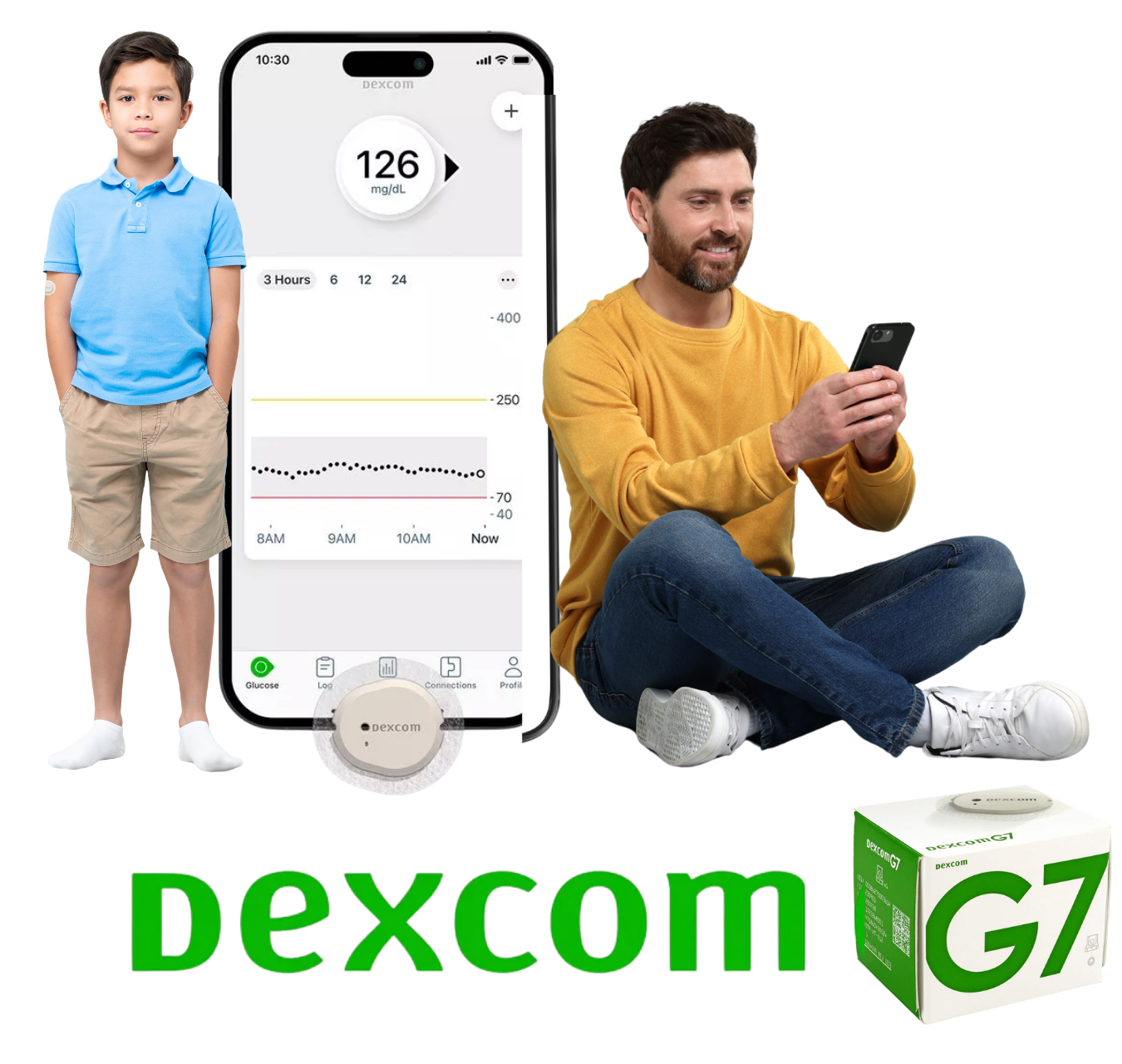 Little boy and dad with Dexcom Continuous Glucose Monitor